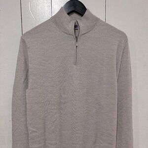 Charles Tyrwhitt Men's Limestone Merino Wool Half-Zip Sweater Medium